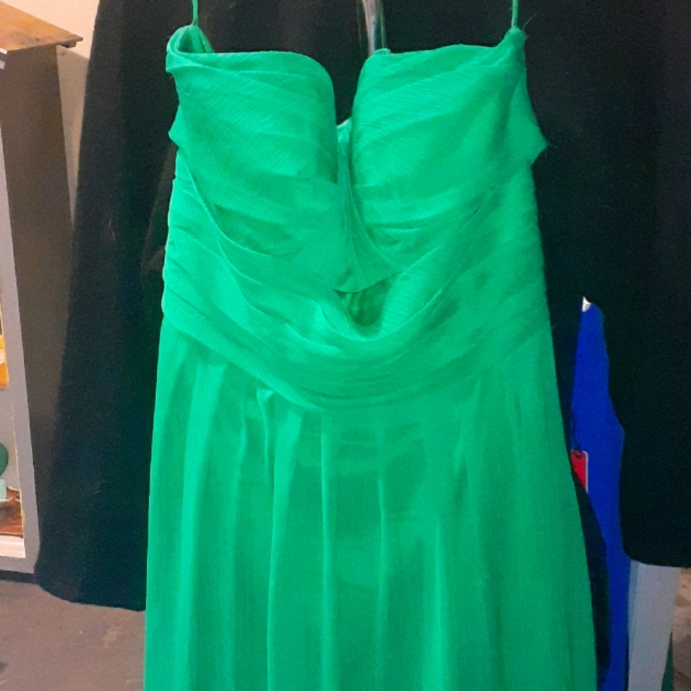 Love Lane strapless green long formal dress